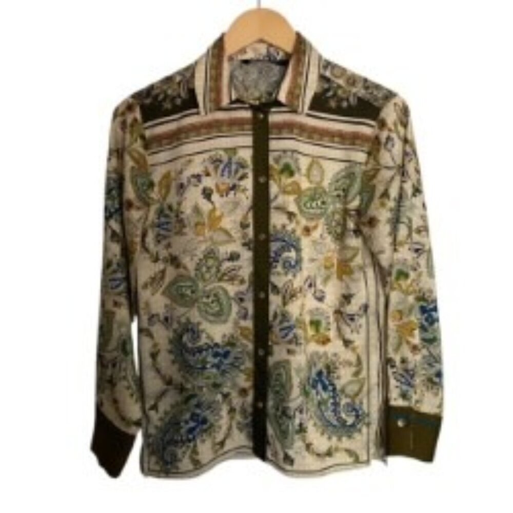 Zara Paisley Print Button Up Blouse XSmall